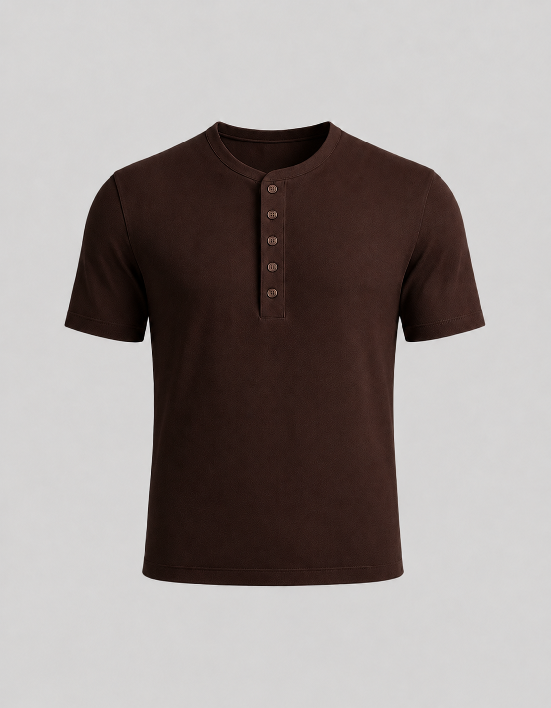 ETHEREAL SLIM CROPPED HALF SLEEVES HENLEY/ COFFEE BROWN