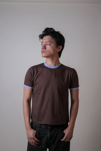 STOCKHOLM CROPPED RINGER TEE / BROWN