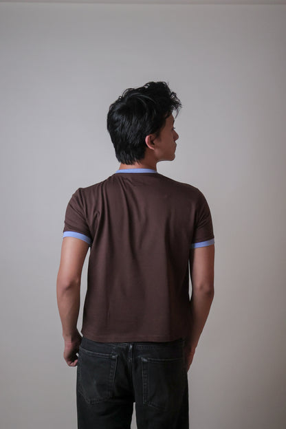 STOCKHOLM CROPPED RINGER TEE / BROWN