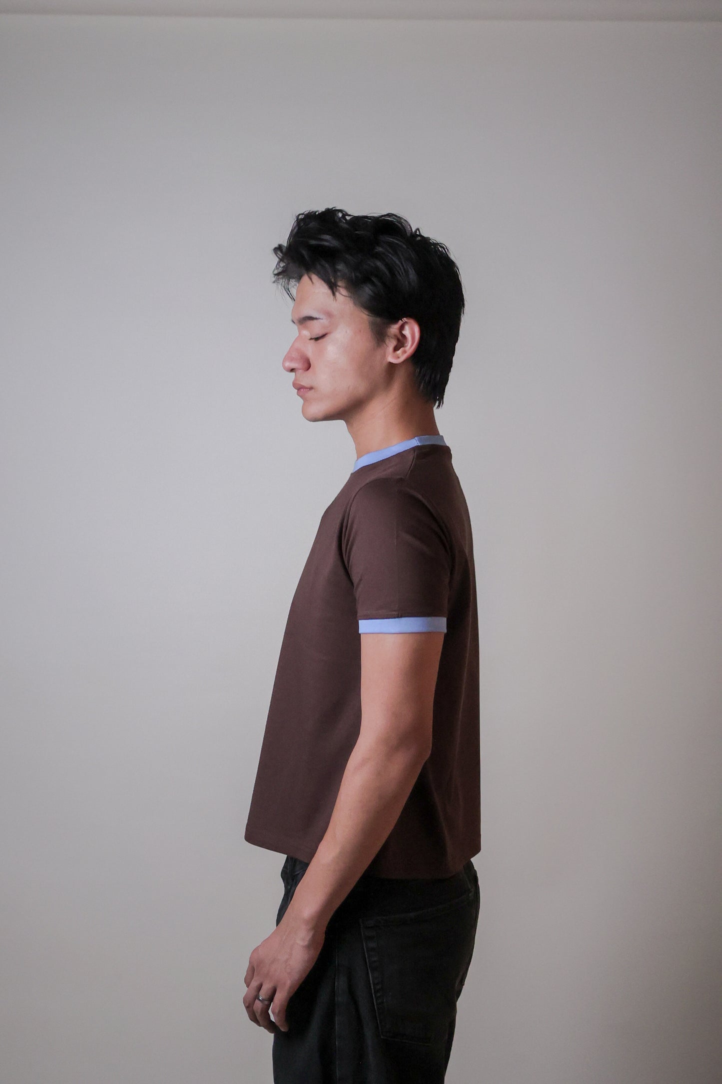 STOCKHOLM CROPPED RINGER TEE / BROWN