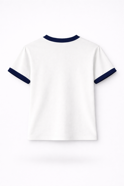 STOCKHOLM CROPPED RINGER TEE / WHITE