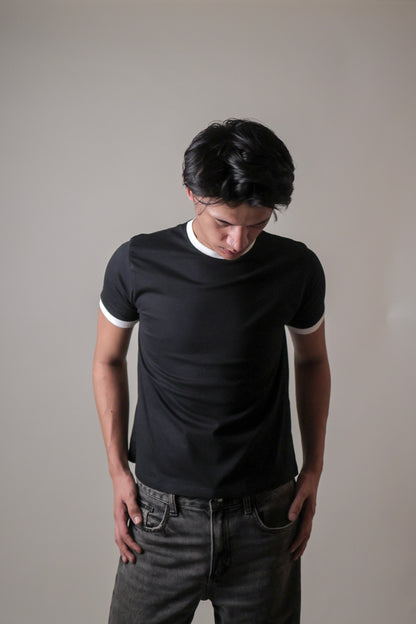 STOCKHOLM CROPPED RINGER TEE / BLACK