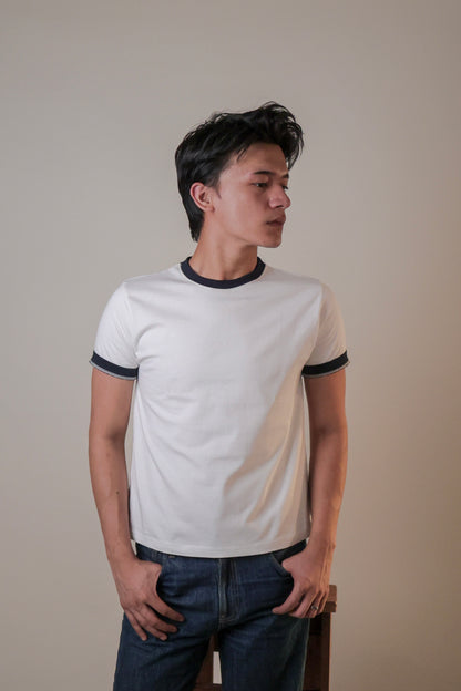 STOCKHOLM CROPPED RINGER TEE / WHITE