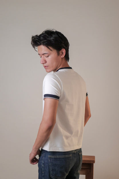 STOCKHOLM CROPPED RINGER TEE / WHITE