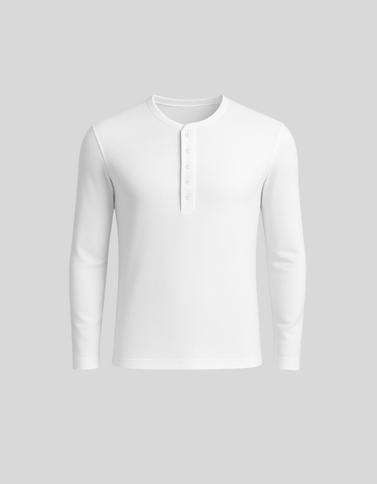ETHEREAL SLIM LONG SLEEVES HENLEY / WHITE
