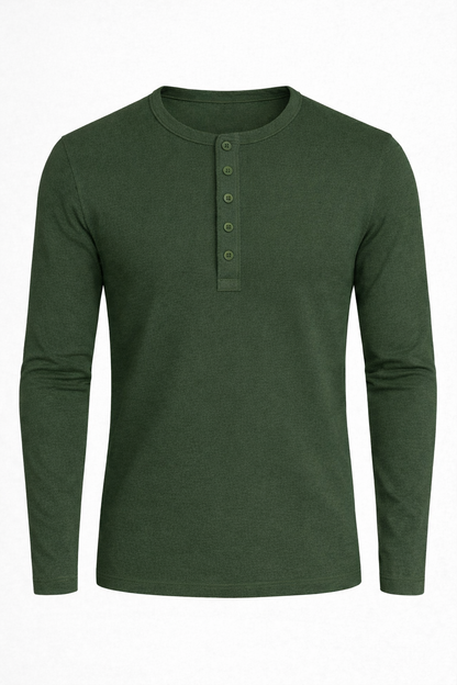 ETHEREAL SLIM FULL SLEEVES HENLEY / LIGHT OLIVE
