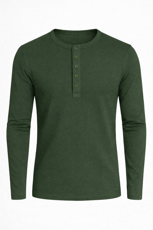 ETHEREAL SLIM FULL SLEEVES HENLEY / LIGHT OLIVE