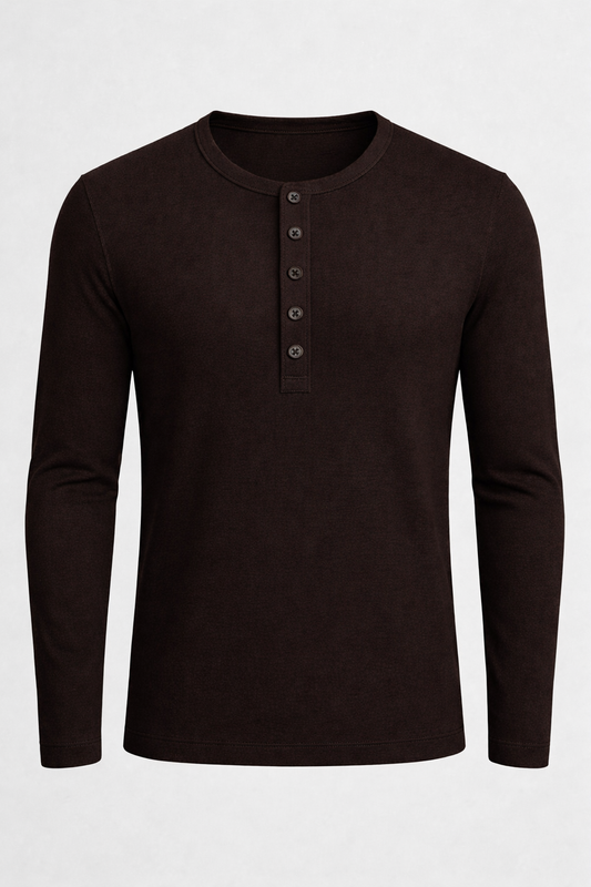 ETHEREAL SLIM FULL SLEEVES HENLEY / BROWN
